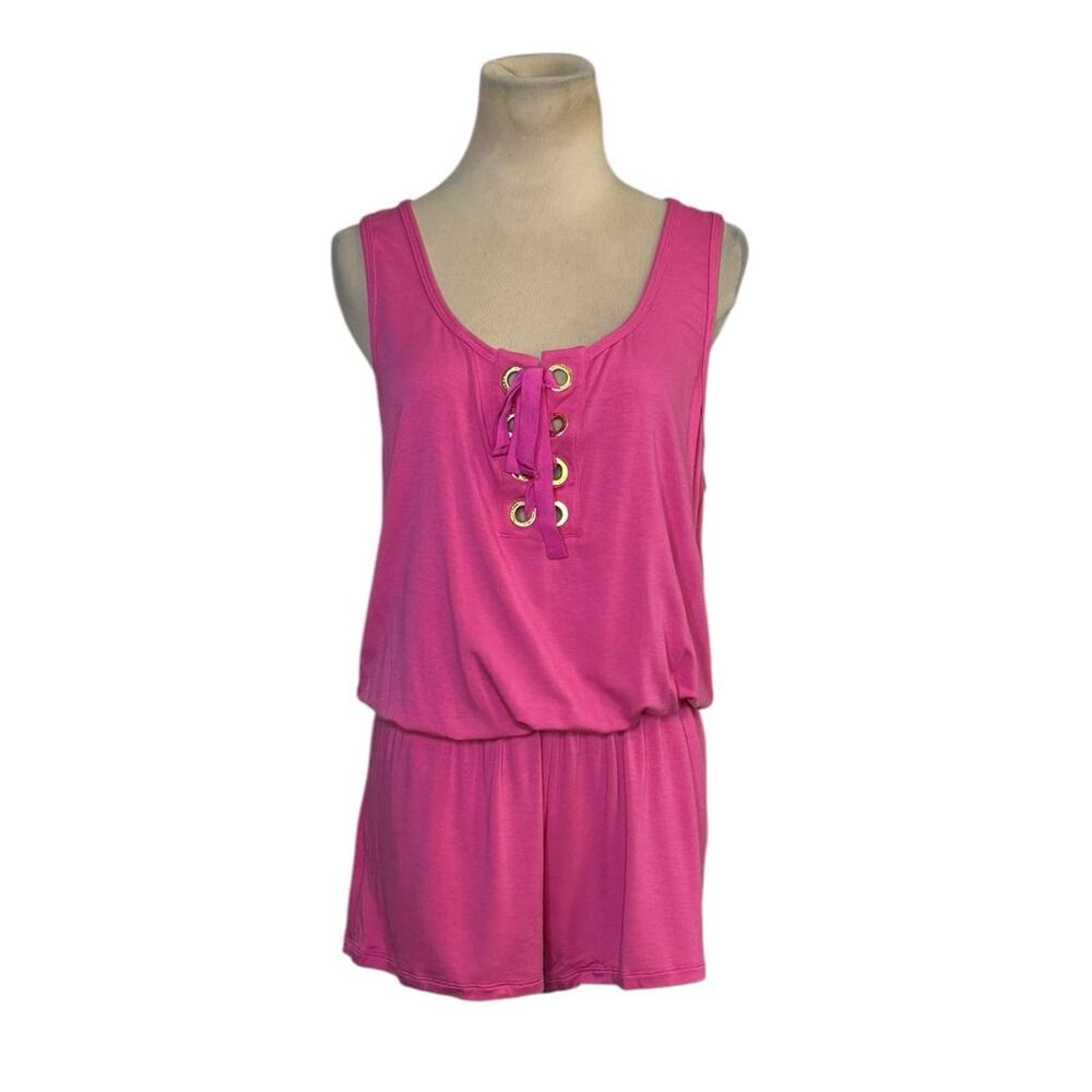 Trina Turk pink sleeveless criss cross romper size Medium